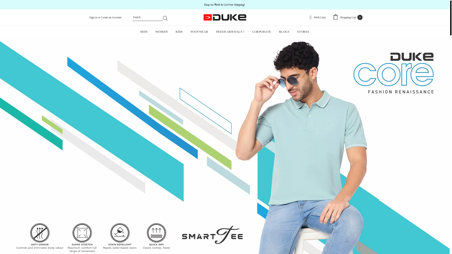 website screenshot of https://dukeindia.com/
