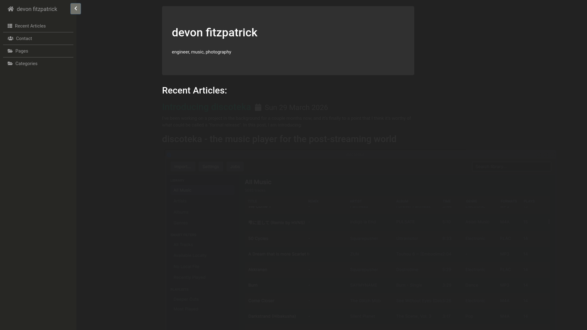 website screenshot of https://dmfitz.dev/