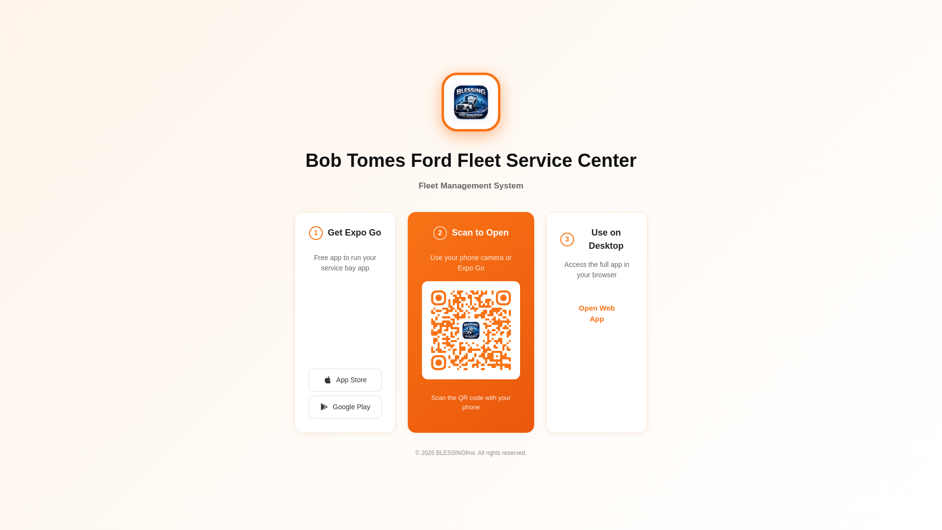 website screenshot of https://blessingfleetmanagementsystem.net/
