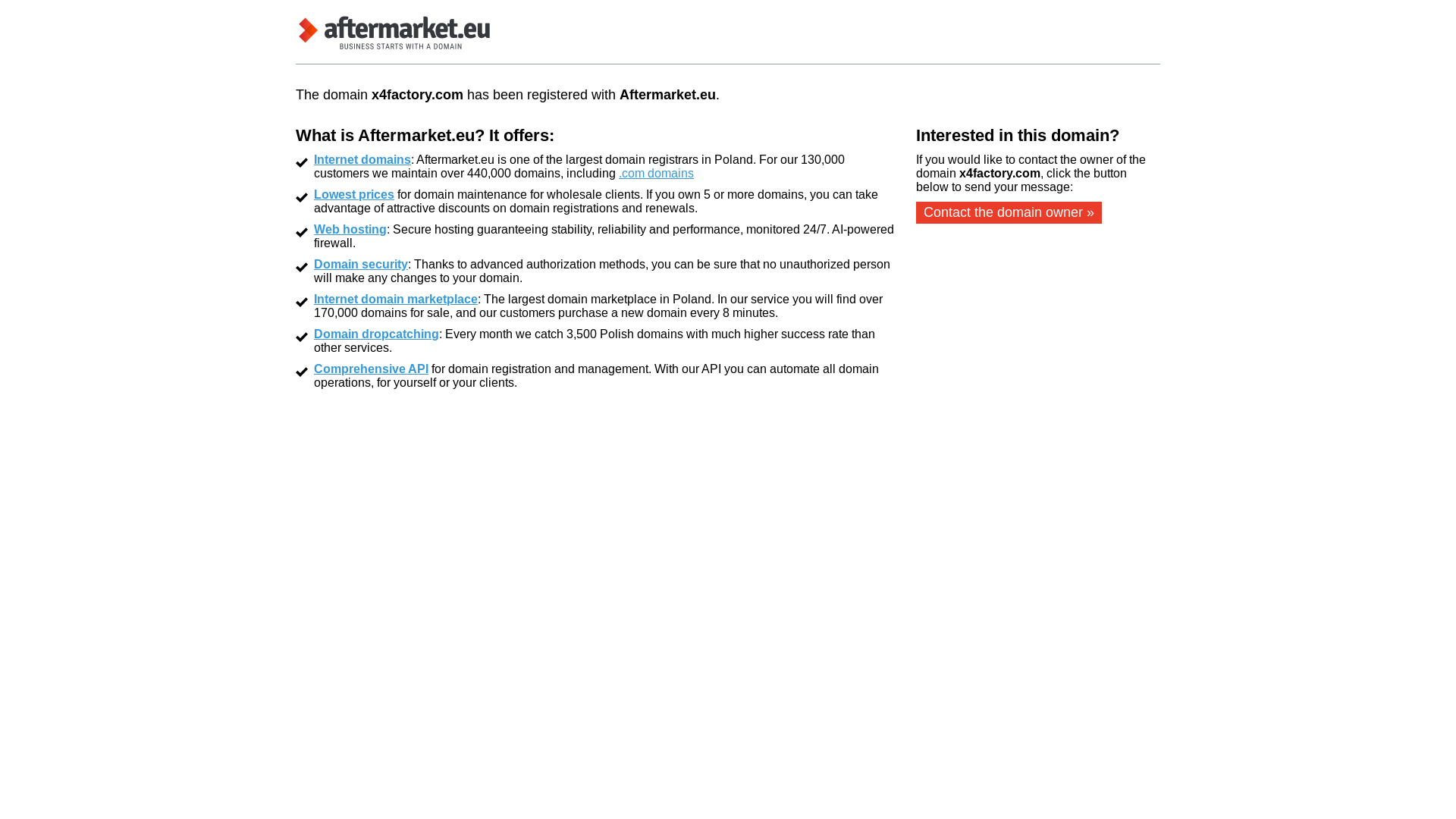 website screenshot of https://x4factory.com/