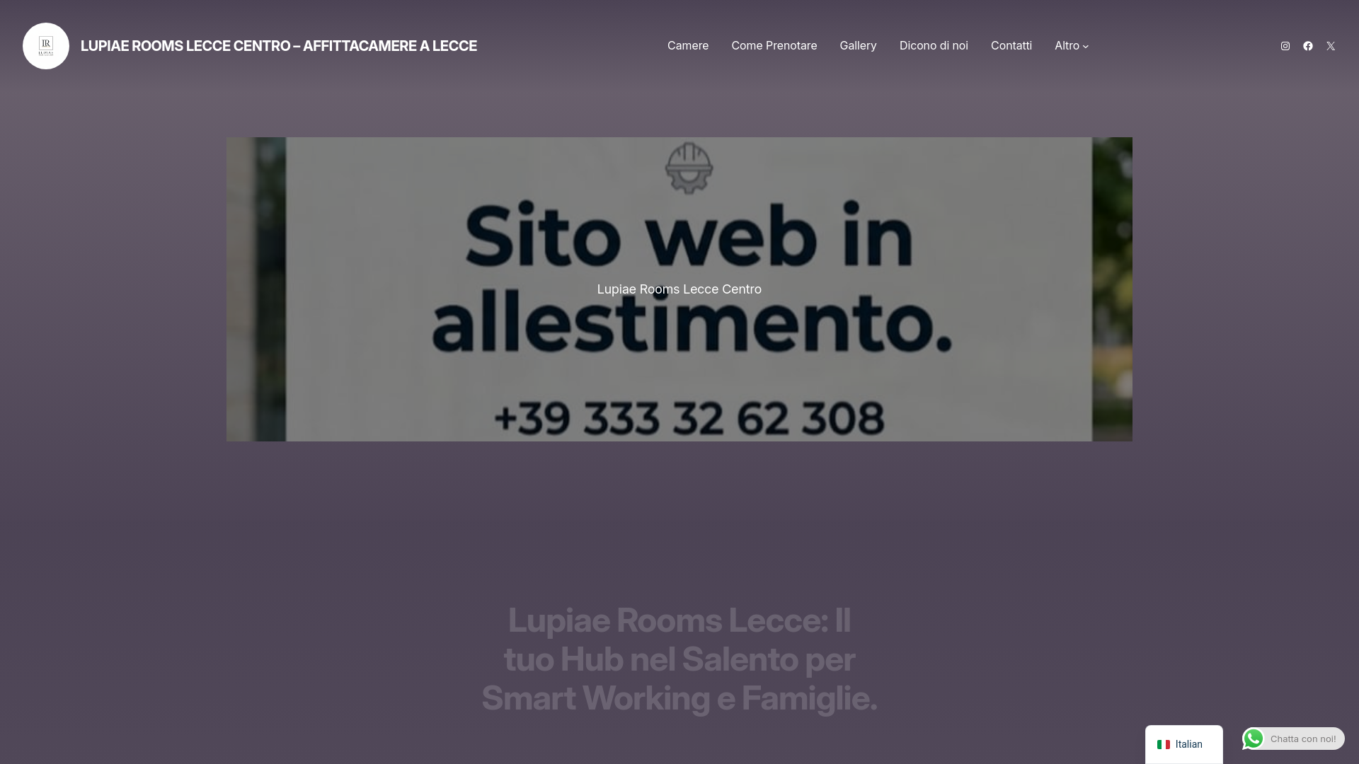 website screenshot of https://lupiaeroomslecce.it/