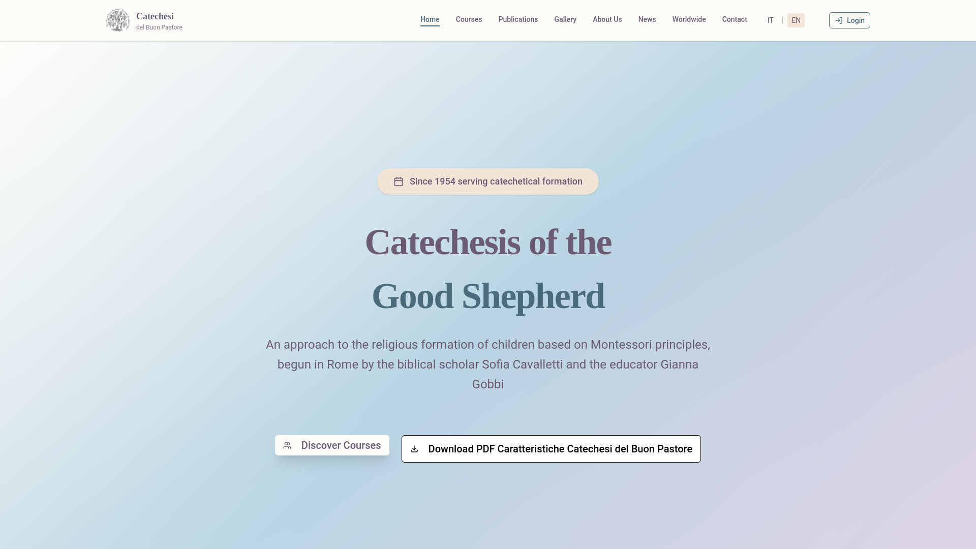 website screenshot of https://catechesibuonpastore.com/