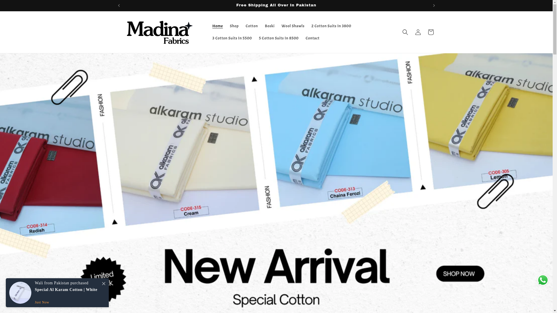 website screenshot of https://madinafabrics.store/