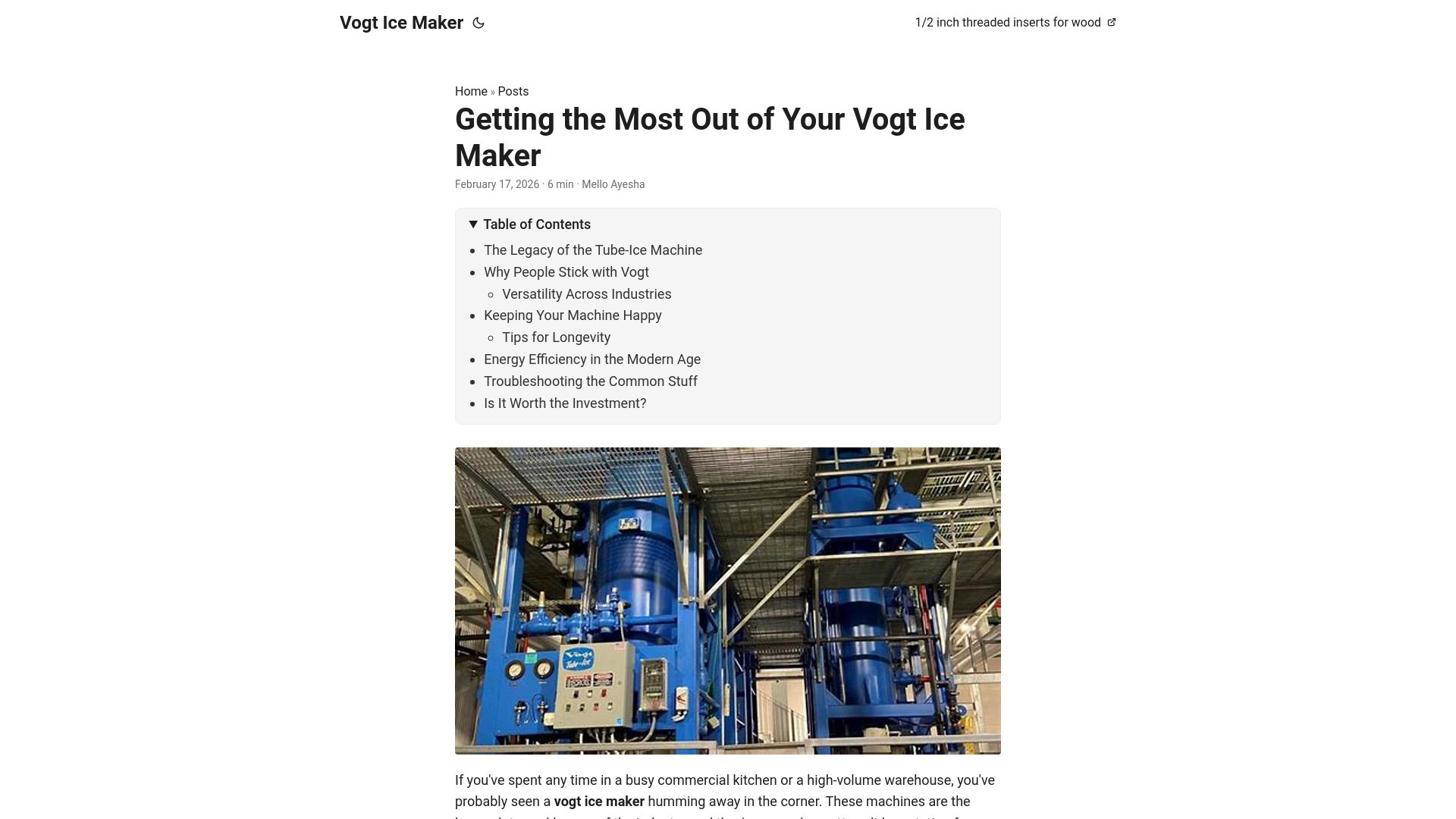 website screenshot of https://vogt-ice-maker.pages.dev/