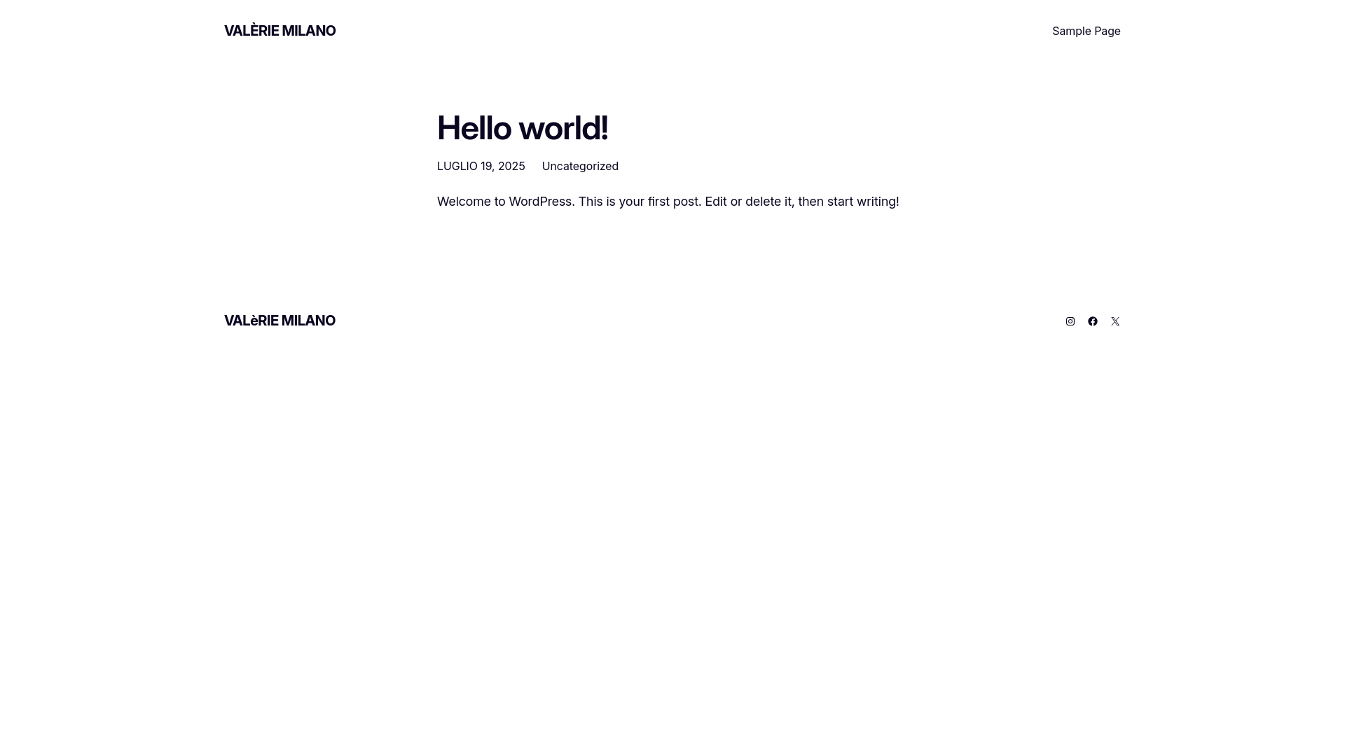 website screenshot of https://valeriemilano.com/