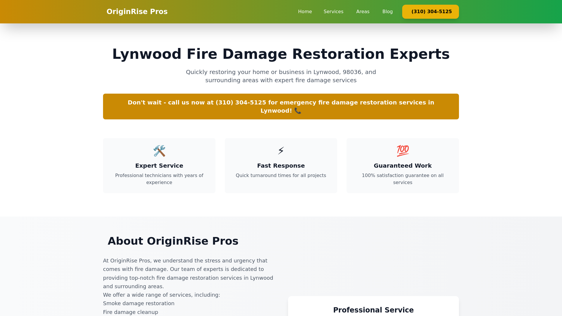 website screenshot of https://firedamagerestorationlynwood.pages.dev/