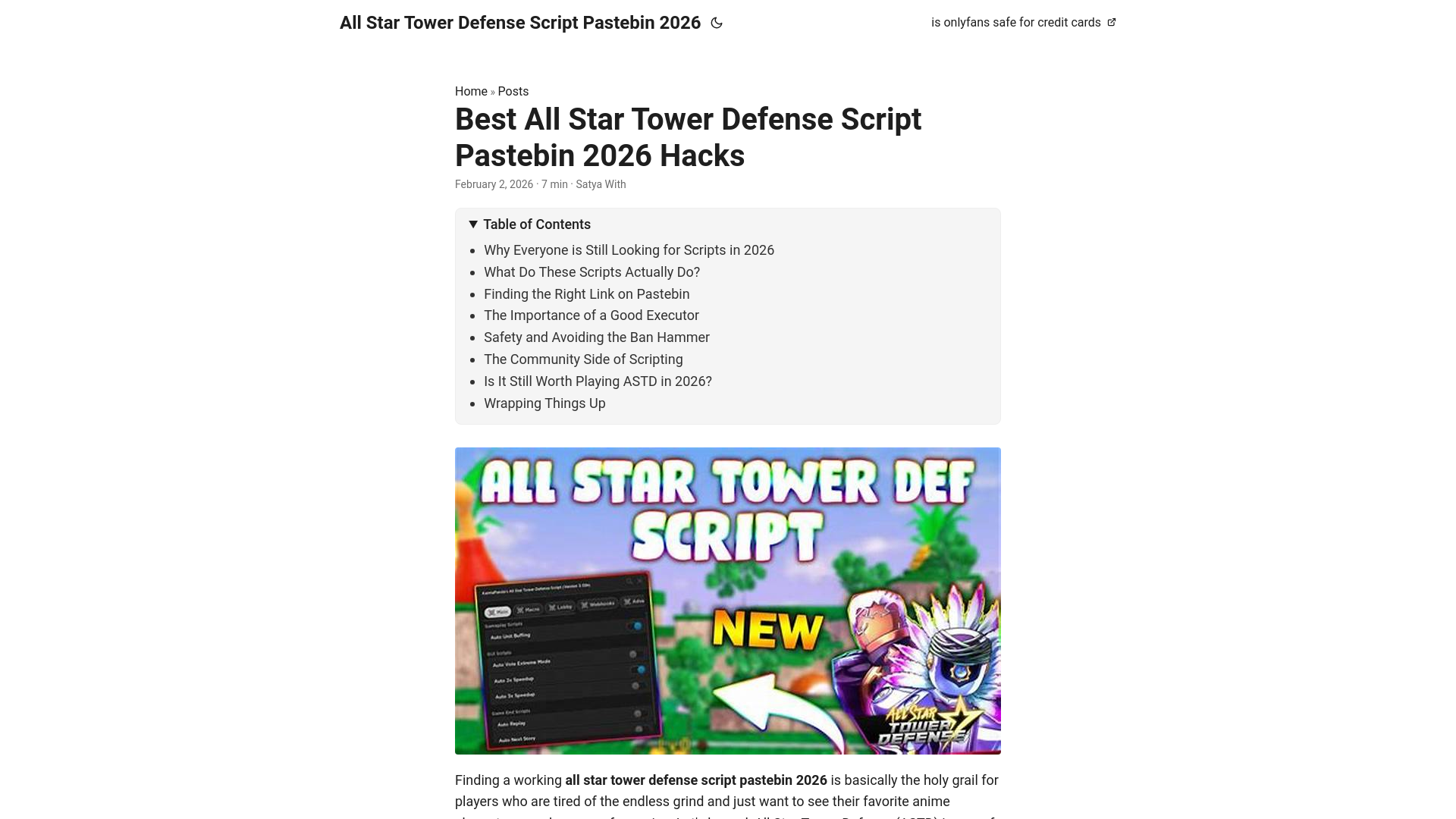 website screenshot of https://all-star-tower-defense-script-pastebin-2026.pages.dev/