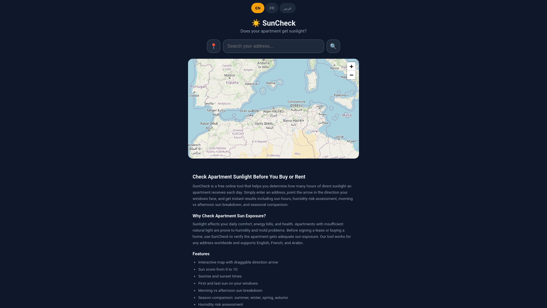 website screenshot of https://suncheckapp.com/