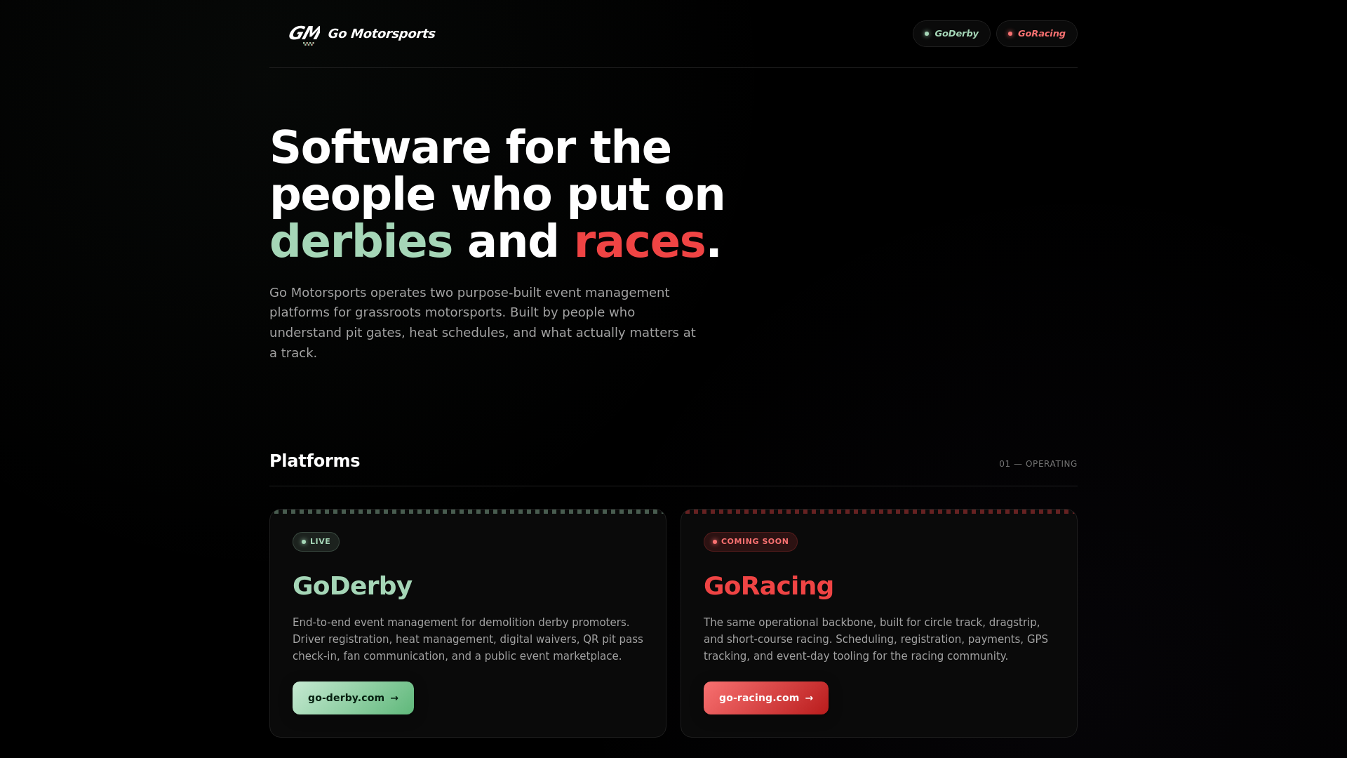 website screenshot of https://go-motorsports-com.pages.dev/