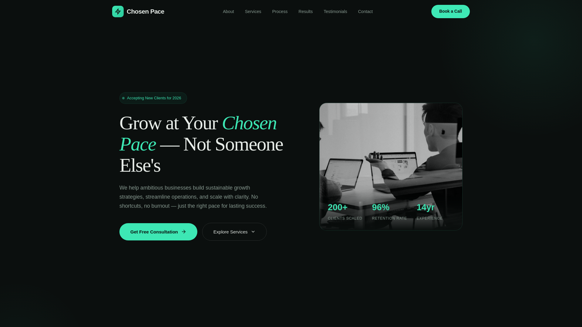 website screenshot of https://chosenpace.com/