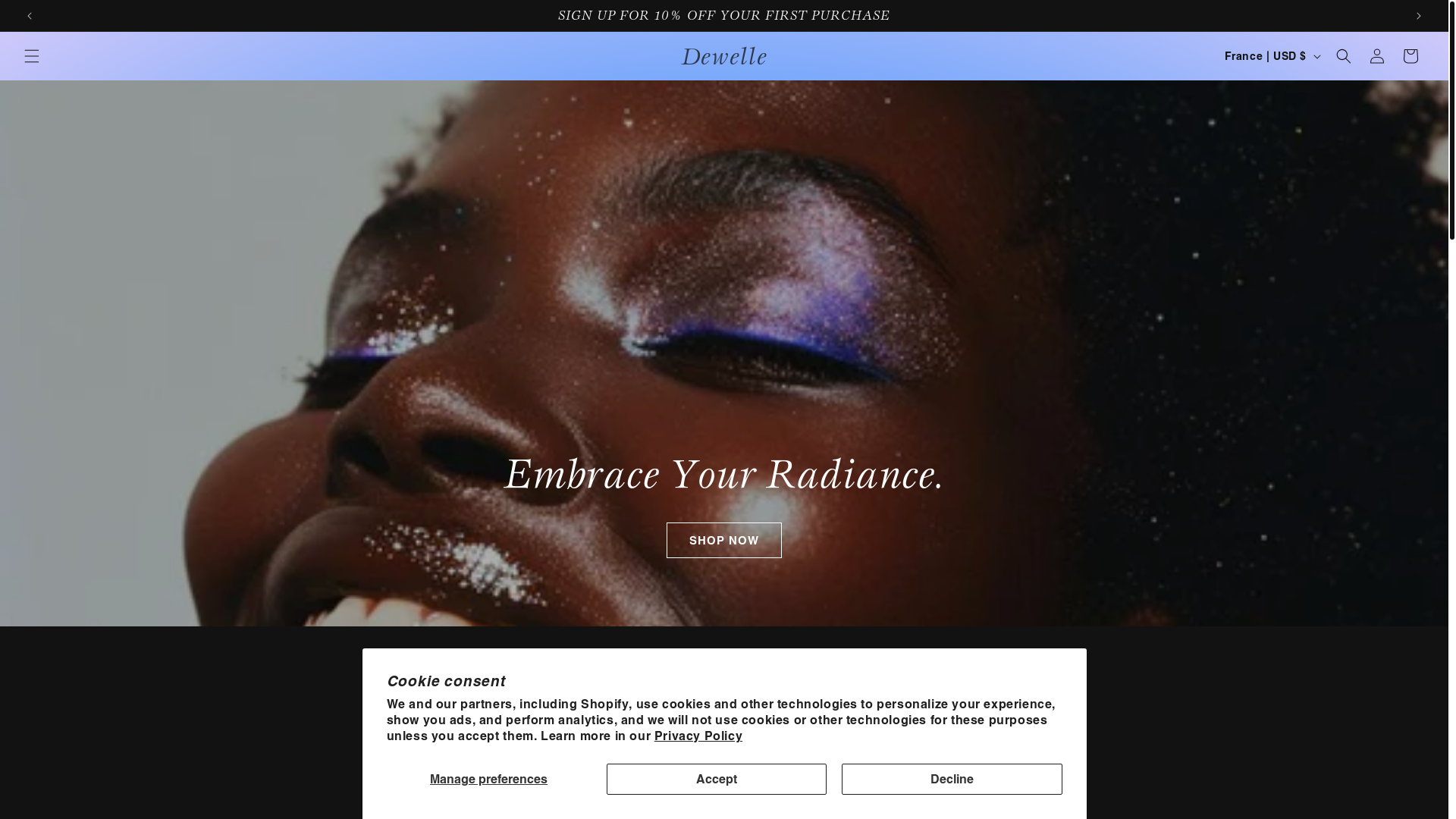 website screenshot of https://dewelle.co/