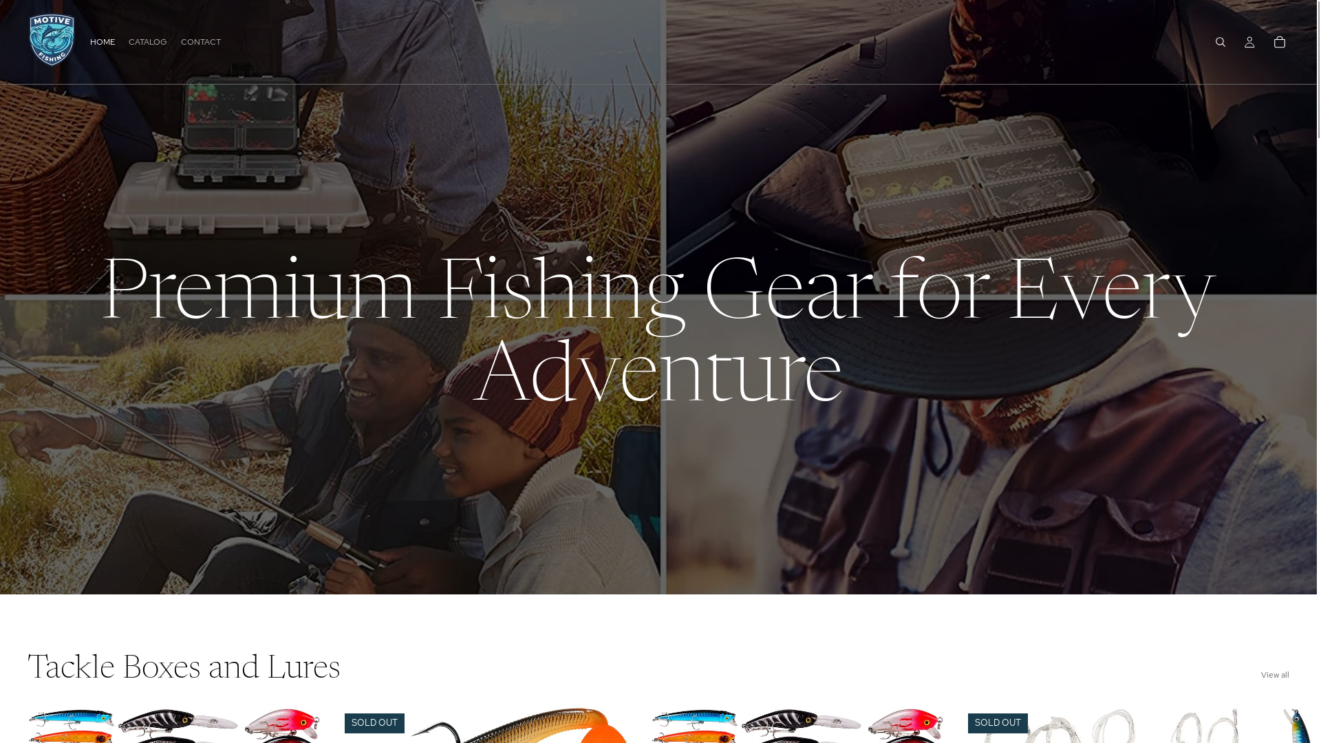 website screenshot of https://motivefishing.shop/