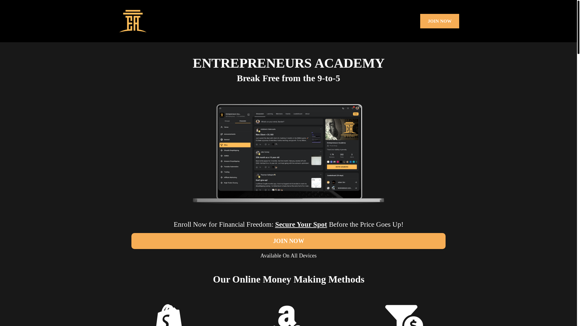 website screenshot of https://futureentrepreneursacademy.org/