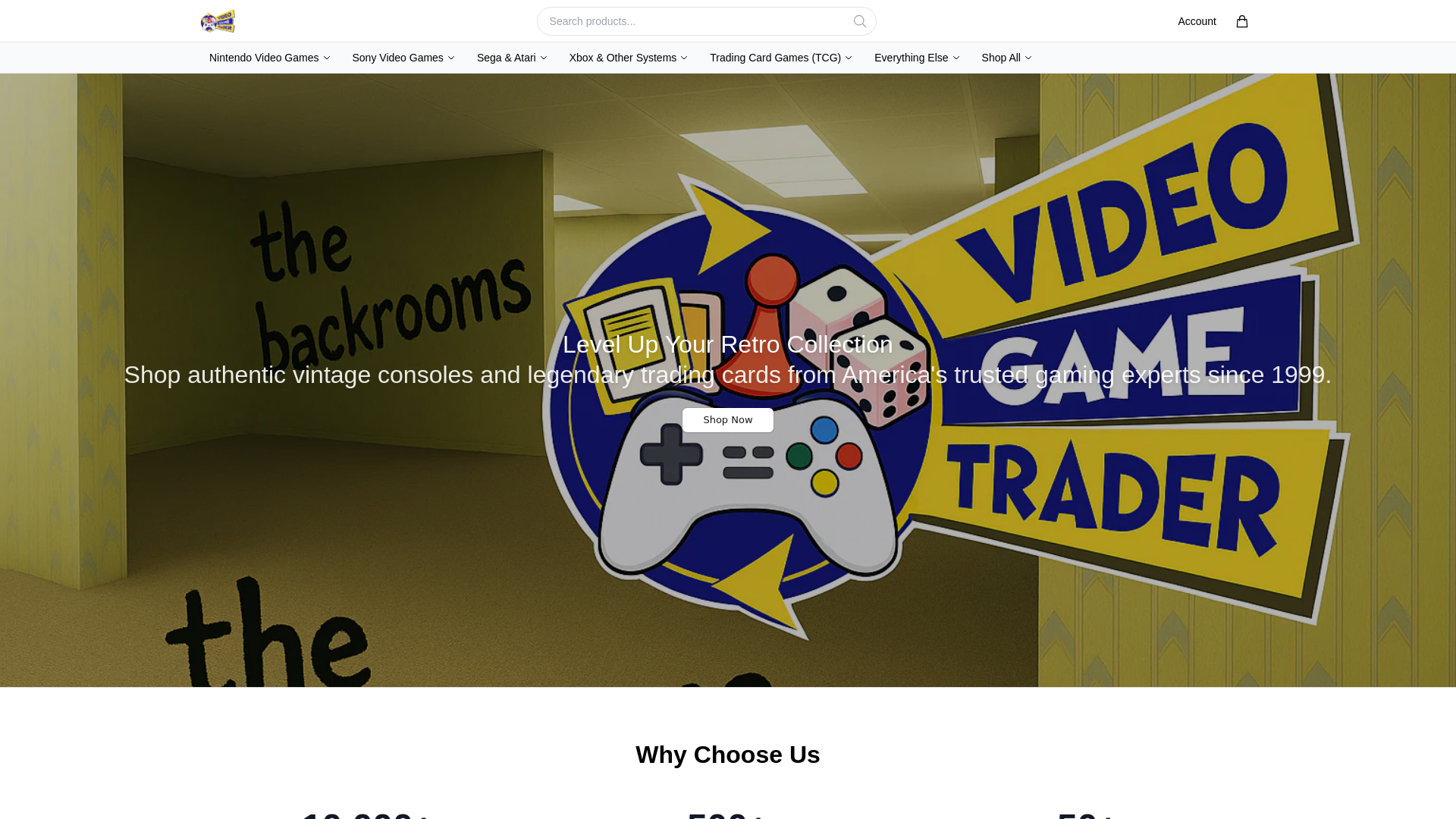 website screenshot of https://videogametradershop.shop/